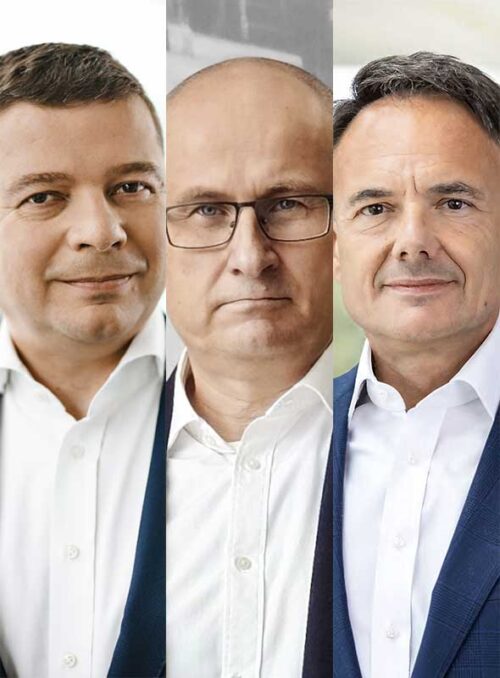 Wojciech Trojanowski, Piotr Laska i Dariusz Kolasa z zarządu STRABAG