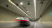 Samochód przejeżdżający przez tunel pod Ursynowem na drodze S2