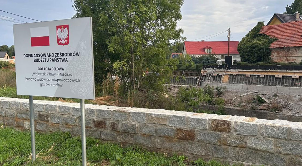 Budowa zabezpieczeń przeciwpowodziowych na Piławie w Nowiźnie