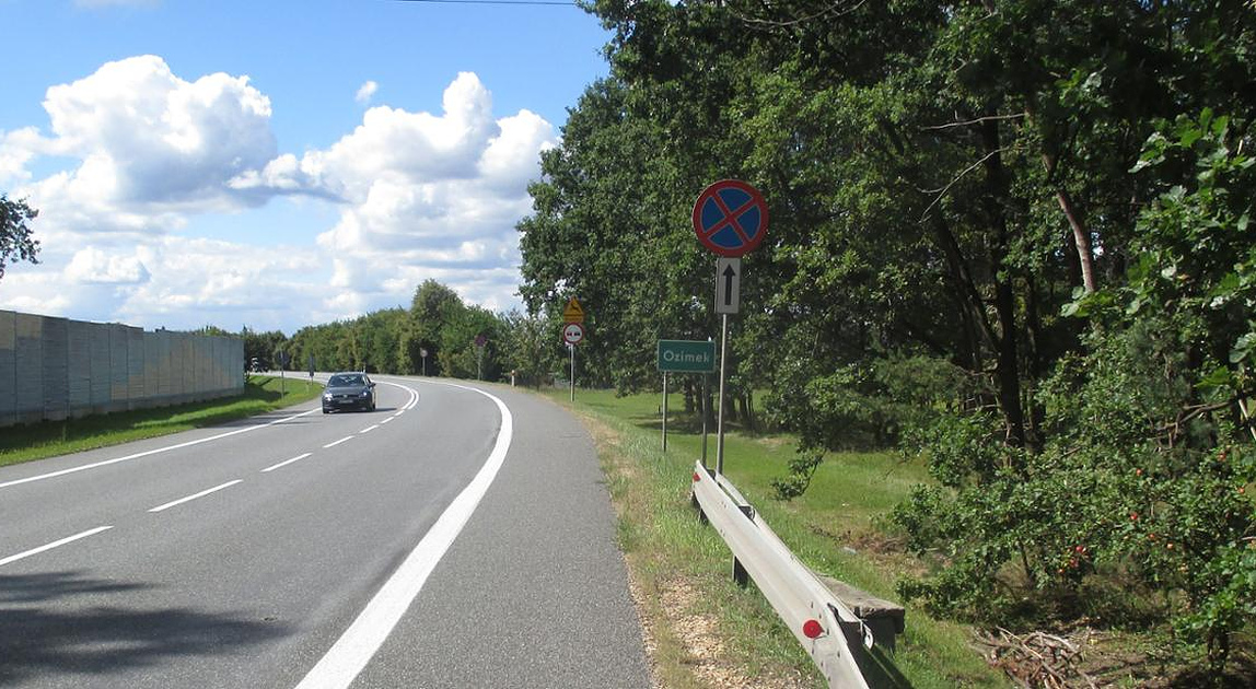 DK46 na odcinku Ozimek–Grodziec, wzdłuż której powstaje ścieżka pieszo-rowerowa