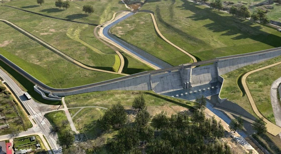 Wizualizacja projektowanej żelbetowej zapory zbiornika Stronie Śląskie
