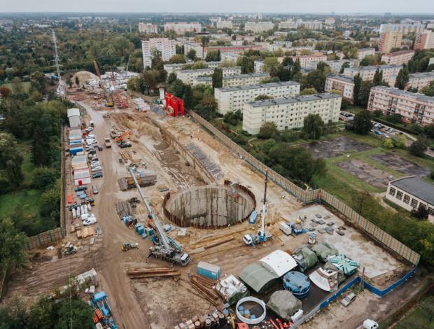 Plac budowy Komory Odolanowskiej dla dużej tarczy TBM 13,03 m średnicy