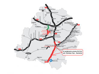 Odcinek A1, mapa: GDDKiA O/Łódź
