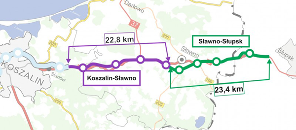 Droga S6 Koszalin – Słupsk, mapka: GDDKiA O/Szczecin