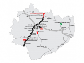 Mapa: GDDKiA O/Kielce