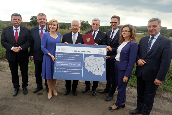 Przekazanie pozytywnej decyzji MIiR w sprawie dofinansowania dokumentacji projektowej dla budowy mostu na Kamiennej w województwie świętokrzyskim