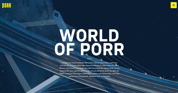 Strona docelowa nowego wydania „World of PORR”, fot. PORR